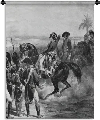 Produktbild von MuchoWow® Wandteppich Wandbehang Schwarz-Weiß-Abbildung von Napoleon Bonaparte in Ägypten 150x200 cm Tapisserie Dekoration Wandtuch - Wandaufhängung - Moderner