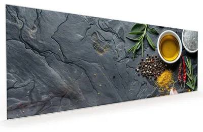 Produktbild von Küchenrückwand Spritzschutz Glas mit Motiv Küche Zutaten 40 x 40 cm