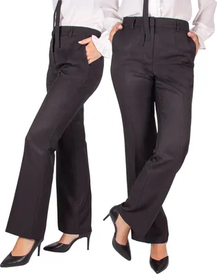 Immagine prodotto di FIRI Pantaloni eleganti da donna, gamba svasata, passanti per cintura, nero, W40-L33 L
