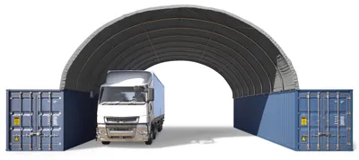 Produktbild von TOOLPORT Container Überdachung Contop 10x12m – PVC Plane 2300N grau – Lagerhalle Schüttgut Unterstand Zelthalle