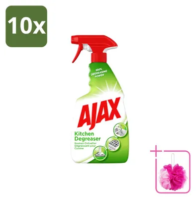 Produktbild von 10 x Ajax Küchen-Entfetter-Spray - entfernt hartnäckiges Fett - 750 ml - Sparpackung - 10 Stücke