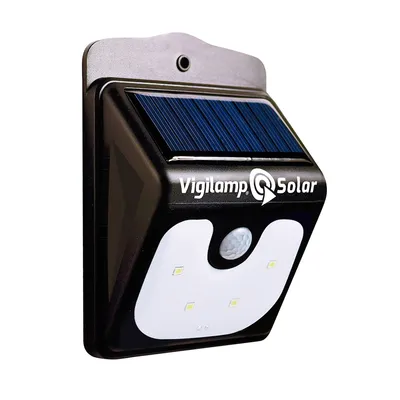 A black and white solar-powered outdoor light with a motion sensor.