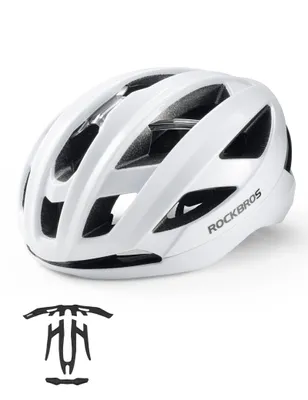 Produktbild von ROCKBROS Fahrradhelm mit Verstärkungsrahmen Belüftungssystem Ultraleicht Rennradhelm Herren Damen für Rennrad und MTB 58–62 cm Weiß L