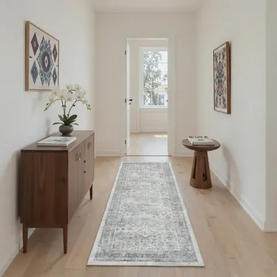 Immagine prodotto di Tappeto Läufer, lavabile, grigio, 80x150 cm, forma rettangolare, pelo corto, antiscivolo