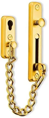 Produktbild von PromoHome® Sicherheitskette für Tür – Edelstahl, Gold, 85 g, 123 mm, mit Schlüssel