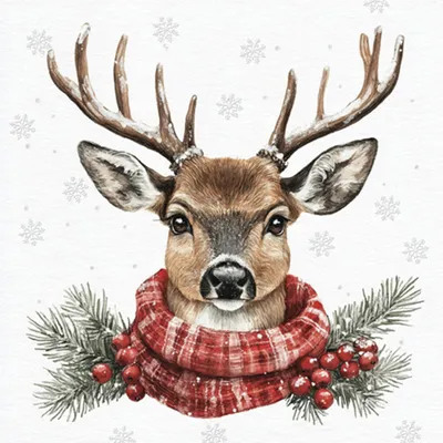 Produktbild von Servietten Papier 33x33cm 3-lagig mit Weihnachtshirsch Motiv 20 Stk.