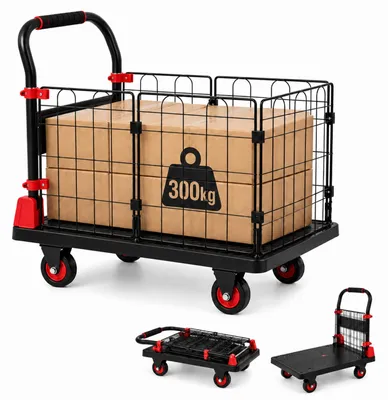 Immagine prodotto di Carrello pieghevole con struttura in metallo, capacità di carico 300 kg, 4 ruote piroettanti