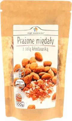 MIGDAŁY PRAŻONE Z SOLĄ KŁODAWSKĄ BEZGLUTENOWE 100 g - PIĘĆ PRZEMIAN