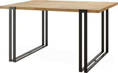 Obrázok produktu pre Rozťahovací jedálenský stôl - Veľký stôl v loftovom štýle s čiernymi kovovými nohami 120 až 220 cm - Priemyselný stôl do obývačky - Spacesaver - Dub Craft - 120 x 80 cm