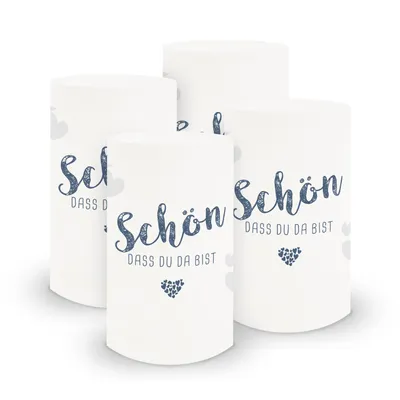 Produktbild von itenga 6x Windlicht Schön dass du da bist dunkelblau 10cm