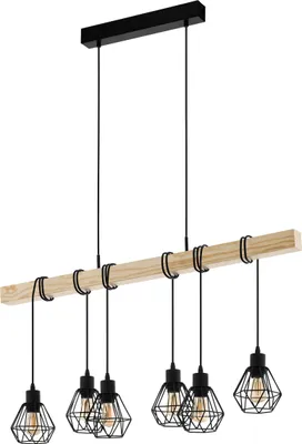 Produktbild von TOWNSHEND 5 Hängeleuchte Hängelampe Pendellampe Pendelleuchte - L100 x B20 x H110 cm - schwarz, braun - 6X60W exkl. - IP20