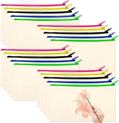Produktbild von Federmäppchen Zorplex 20 Stück leere Leinentaschen mit Reißverschluss, 21 x 12 cm, Stofftaschen, DIY-Federmäppchen für Malerei, Kosmetik, Stifte, Reis