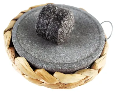 Produktbild von Mörser und Stößel 15 cm, Granit, mit Steinplatte, für Kräuter