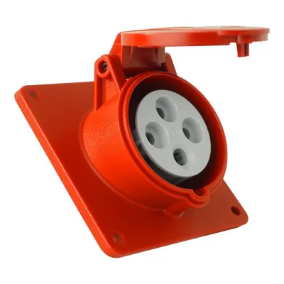 Obrázek produktu pro Vestavná zásuvka CEE úhlová 400V 32A 4P 83x90 mm 6055