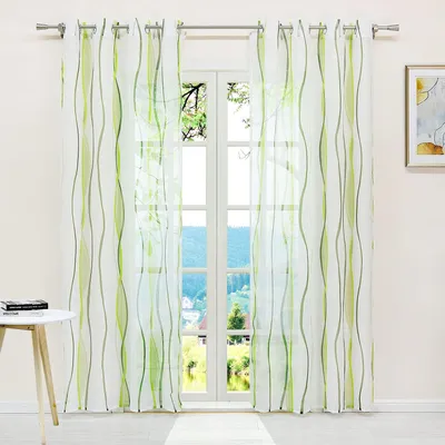 Transparenter Voile-Vorhang mit Wellenmuster, 140x245 cm, 1 Stück