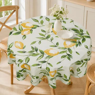 Productafbeelding van Rond PVC Tafelkleed met Citroenprint - Waterdicht en Oliebestendig Ø 120 cm