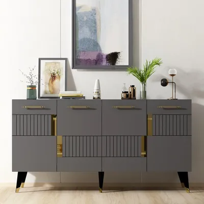 Immagine prodotto di Skye Decor, Moda - Antracite, Oro, Consolle, Antracite, 100% PANNELLI DI PARTICELLE RIVESTITI IN MELAMMINA, 150 x 40 x 79 cm