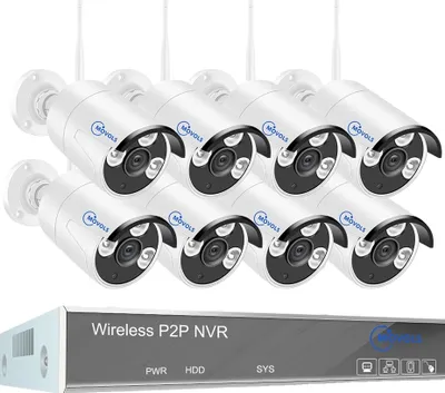 Obrázek produktu pro Bezdrátový kamerový systém, rozlišení 5MP, vodotěsné provedení IP66, 8CH NVR s 8 kamerami, žádný