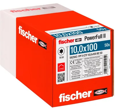 Productafbeelding van Holzschroef PowerFull II 10,0x100, zinkschroef met platte kop, TX-sleuf (50 stuks, volschroefdraad, verzinkt)