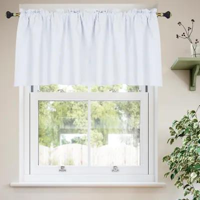 Produktbild von 2 Stück Scheibengardinen Verdunkelungs Vorhänge Bistrogardine Kurz Vorhang Gardinen für Küche Wohnzimmer Schlafzimmer, B132xH76cm, Weiß