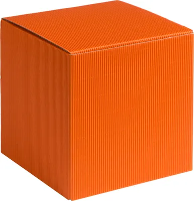 Produktbild von Geschenkbox Qubus aus offener Wellpappe, Geripptes Karton ORANGE, Format 12x12x12cm, 100 St.