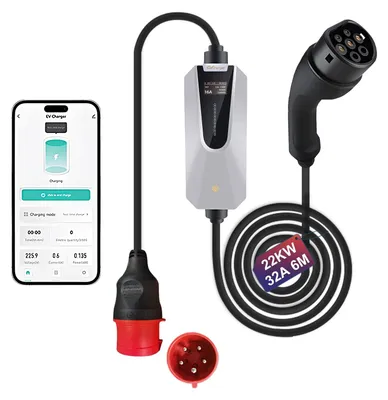 Obrázek produktu pro Nabíjecí kabel pro elektromobil - 22 kW - 6 metrů - Typ 2 - Třífázový