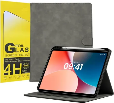 Produktbild von LBH Tablet Schutzhülle + 2x 4H Displayfolie für Apple iPad Air 6. Gen 11 Zoll Cover Case Schutz Tablet Farbe: Grau