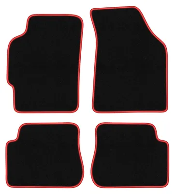 Productafbeelding van Velours automatten voor Kia Shuma 1997-2004 (sedan) – 4-delig, zwart/rood, op maat – Wielganizator CARLUX
