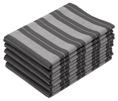 Produktbild von 5er Set Geschirrtücher, 100% Baumwolle in 50x70 cm, saugstarke und strapazierfähige Küchentücher, grau gestreift
