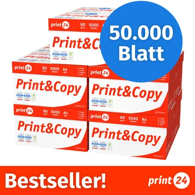Produktbild von Druckerpapier Kopierpapier 50000 Blatt 100 x 500 A4 Premium Hochweiß CIE 160 PEFC