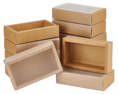 Geschenkboxen aus Kraftpapier, 12 Stück, 17x10x4 cm, mit transparentem Deckel