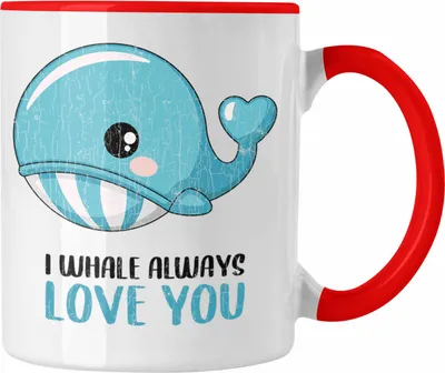 Produktbild von Trendation - Valentinstag Tasse Geschenk für Ihn Sie Lustig Wale Grafik  Geschenkidee Becher Wortspiel Freund Freundin Liebe Paare (Rot)