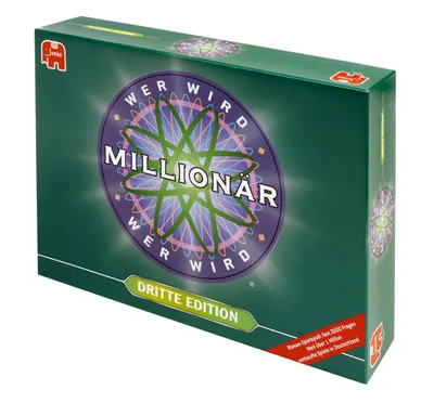 A product box for the board game 'Wer wird Millionär, 3. Auflage'.