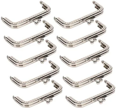 Zdjęcie produktu dla Zestaw 10 metalowych zatrzasków - wymiar 8,5 cm - mechanizm blokujący w stylu retro - do torebek/portfeli - trwałe - wzór vintage - zestaw do portfeli