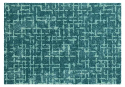 Produktbild von Akzente FEEL Feel-Checker Plate aqua Fußmatte 70x100 cm, Polyester Oberfläche, Latex Rückseite, rutschfest, saugfähig, weich & warm, Fußbodenheizung geeignet,  EU, Badezimmer Teppich