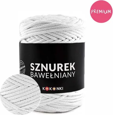 Produktbild von Makramee-Schnur aus Baumwolle PREMIUM by KOKONKI 5 mm/ Ralle 100 m Weiß – Perfekt Kordel für Makramee & kreative Projekte