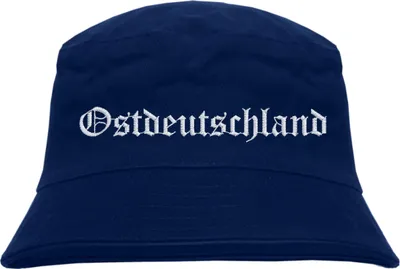Produktbild von Ostdeutschland Fischerhut - Altdeutsch - bestickt -  Bucket Hat Anglerhut Hut Dunkelblau S/M