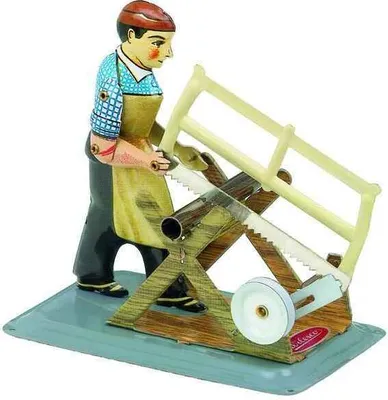 Produktbild von Sammlerfigur Schreiner mit Spannsäge, Serie M76, aus Blech, 110 x 110 x 70 mm