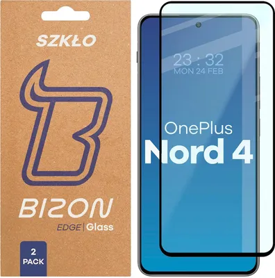 Produktbild von 2x Gehärtetes Glas für OnePlus Nord 4, Bizon Glass Edge Duo, Schwarzer Rahmen