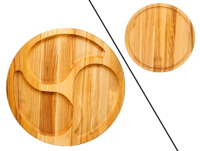 Produktbild von Servierplatte aus Holz Ø 35 cm, Doppelseitig mit Saftkante