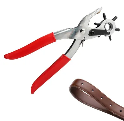 Produktbild von Lochzange für Leder & Gürtel, 6 Lochgrößen 2,5-5 mm, Ergonomischer Griff