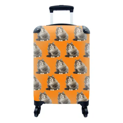 Produktbild von MuchoWow® Koffer Handgepäck Trolley Rollkoffer Kleine Reisekoffer mit 4 Rollen - Tiere - Orange - Muster - Cabin Size < 55x40x23 cm & 55x40x20 cm - Fotokoffer - Kabinenkoffer - Boardgepäck - Reise-Box - Reisekoffer - Reisegepäck - Koffer mit Bild - Trolley für Kinder
