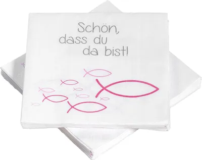 Produktbild von Servietten Fische 'Schön, dass du da bist' - rosa / pink (20 Stück) Taufe Kommunion Konfirmation