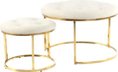 Produktbild von Hocker Becky 800 2er-Set Elfenbein / Gold