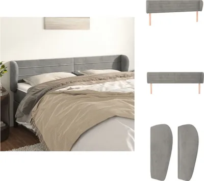 Produktbild von vidaXL Kopfteil mit Ohren Hellgrau 183x23x78/88 cm Samt -  Kopf- & Fußenden