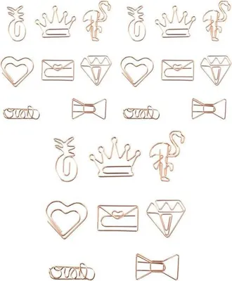 Produktbild von 24 goldfarbene Herzform-Paperclips für Büro und Hochzeit