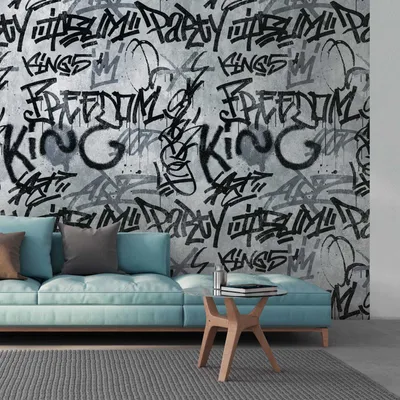 Produktbild von Profhome 382511-GU Fotovliestapete Graffiti matt grau schwarz 1,59 m x 2,8 m