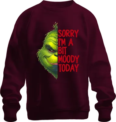 Immagine prodotto di Scusate, sono un po' lunatico oggi Grinch Weihnachtsgeschenk lustig Unisex Felpa Pullover, Borgogna, L