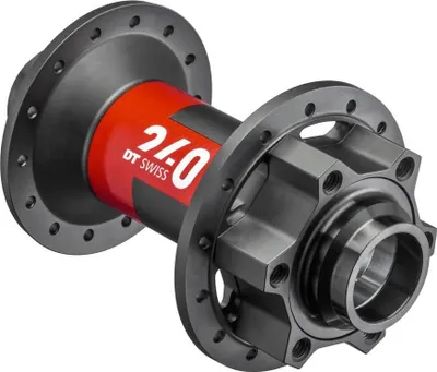 Immagine prodotto di Mozzo anteriore DT Swiss 240 MTB Disc Brake 110 mm/15 mm TA Boost, IS 6 bulloni, 28 fori, nero/rosso