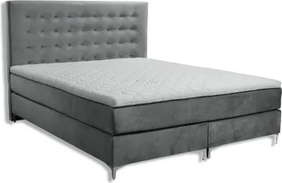 Produktbild von Schlafzimmer Doppelbett 180сm Matratze Grau Bett moderner Stil Holz